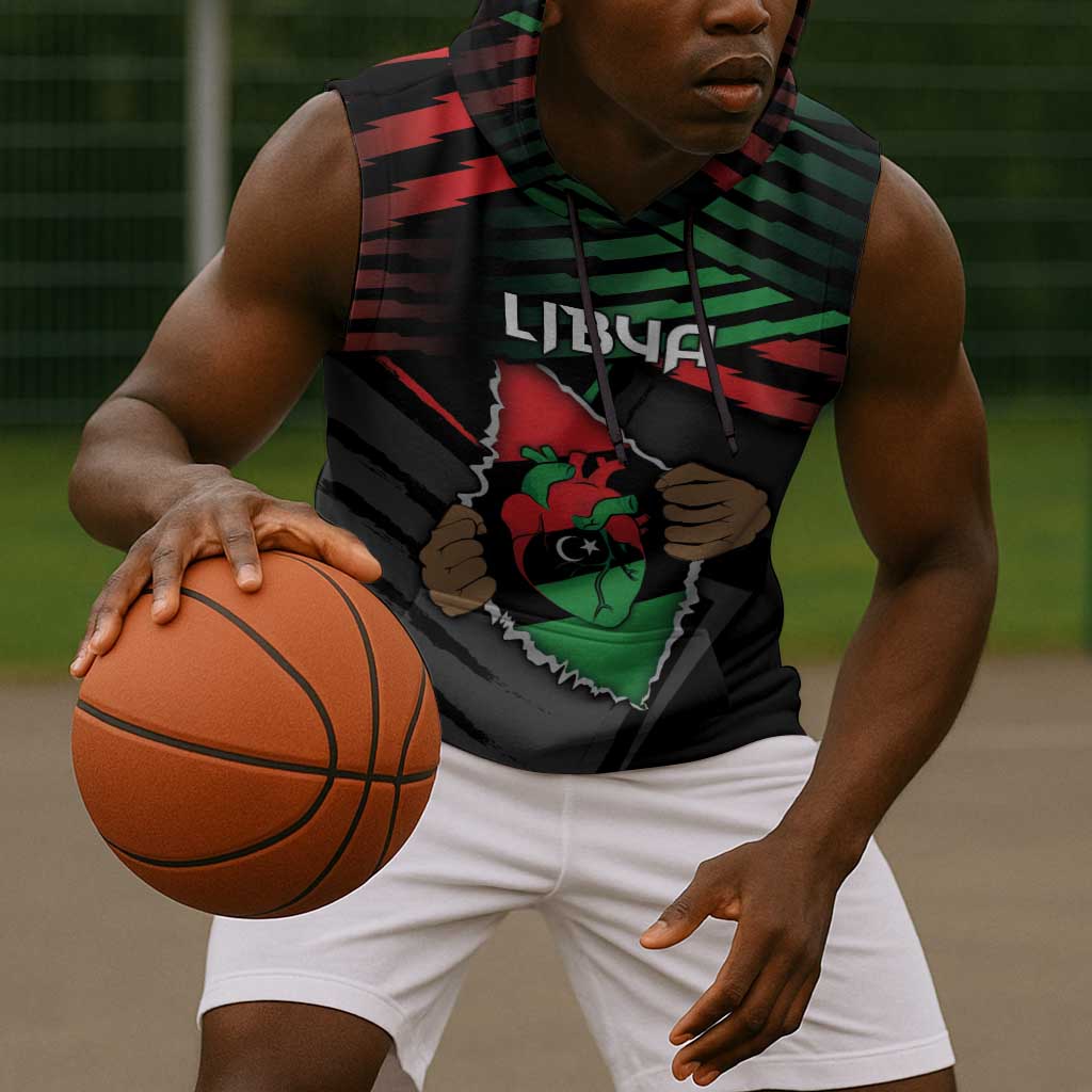 Personalized Libya In My Veins Sleeveless Hoodie - African Pride