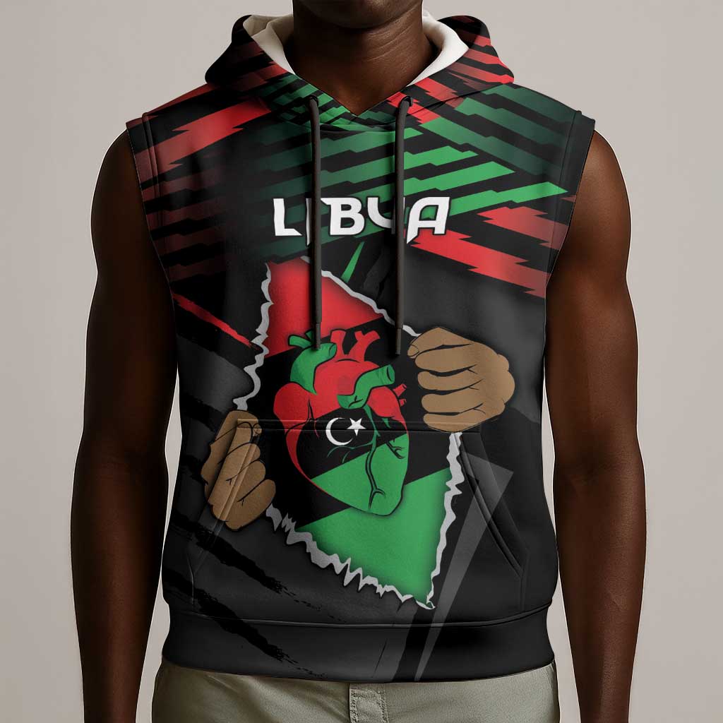 Personalized Libya In My Veins Sleeveless Hoodie - African Pride