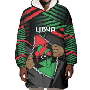 Personalized Libya In My Veins Wearable Blanket Hoodie - African Pride