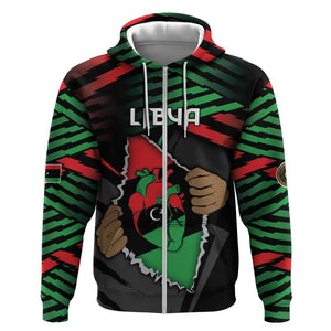 Personalized Libya In My Veins Zip Hoodie - African Pride