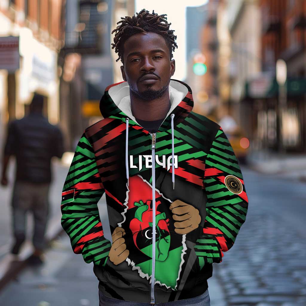 Personalized Libya In My Veins Zip Hoodie - African Pride