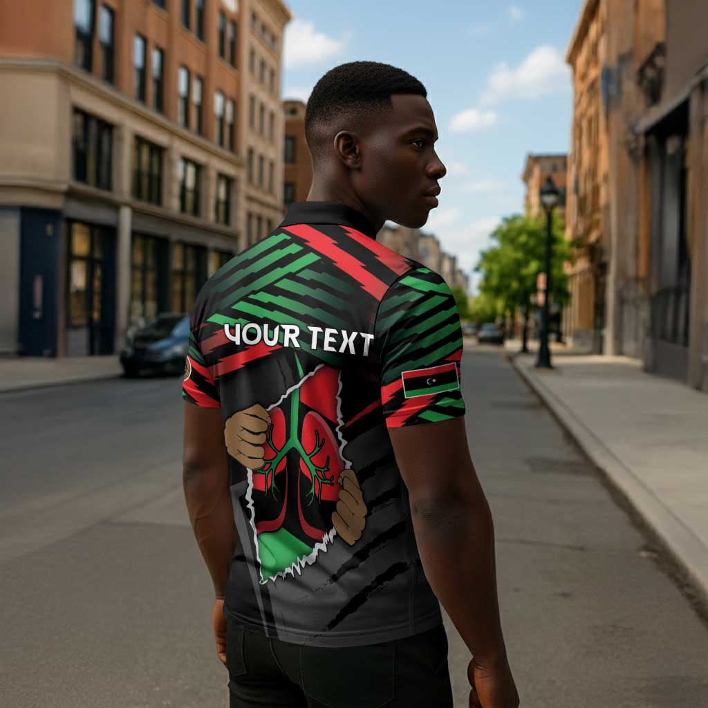 Personalized Libya In My Veins Zipper Polo Shirt - African Pride