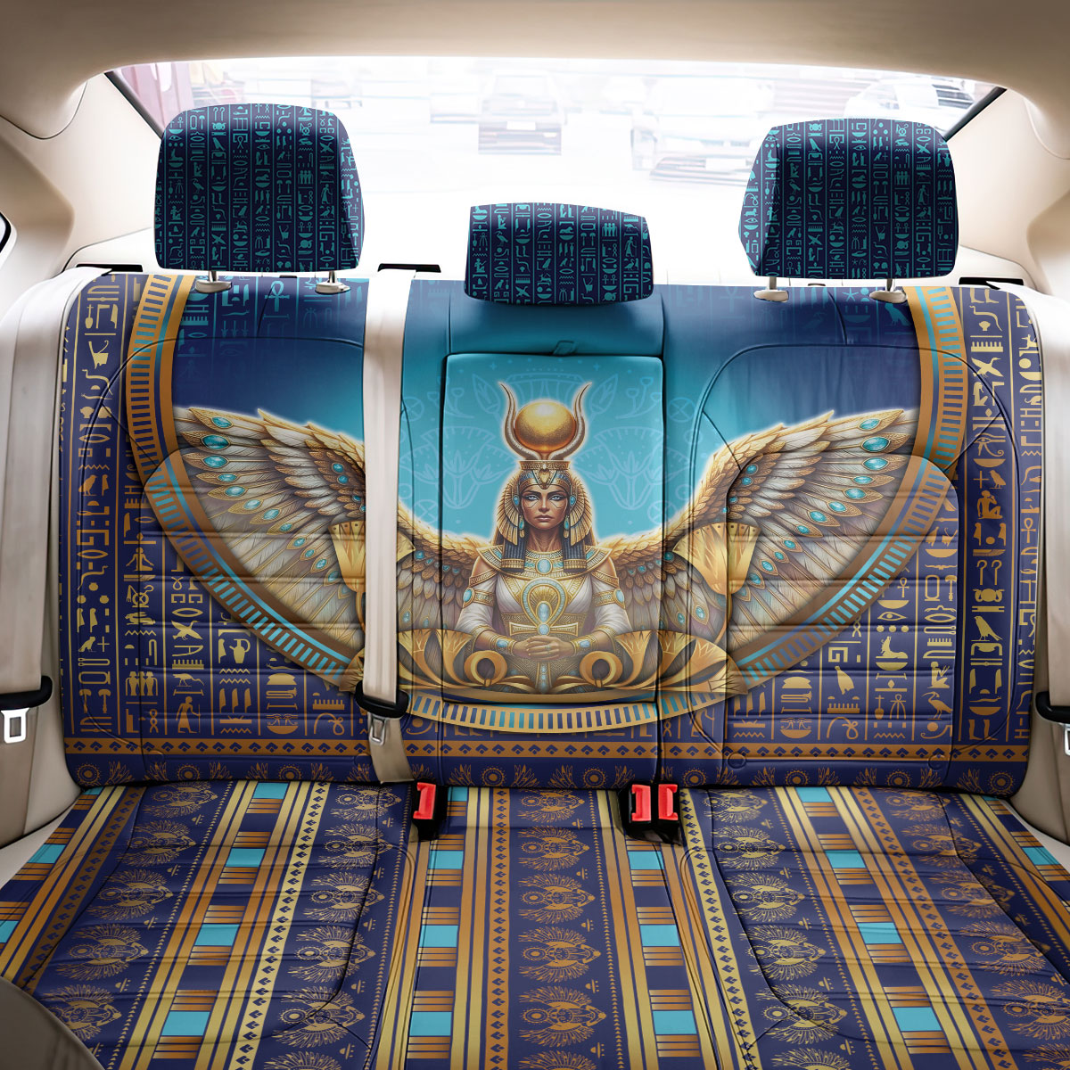 Egyptian Goddess Isis Back Car Seat Cover Ancient Mythology Winged Queen