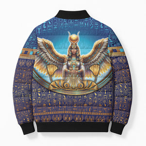Egyptian Goddess Isis Bomber Puffer Jacket Ancient Mythology Winged Queen