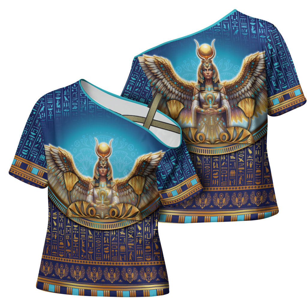 Egyptian Goddess Isis Cross Shoulder Shirt Ancient Mythology Winged Queen