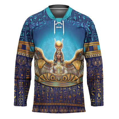 Egyptian Goddess Isis Hockey Jersey Ancient Mythology Winged Queen