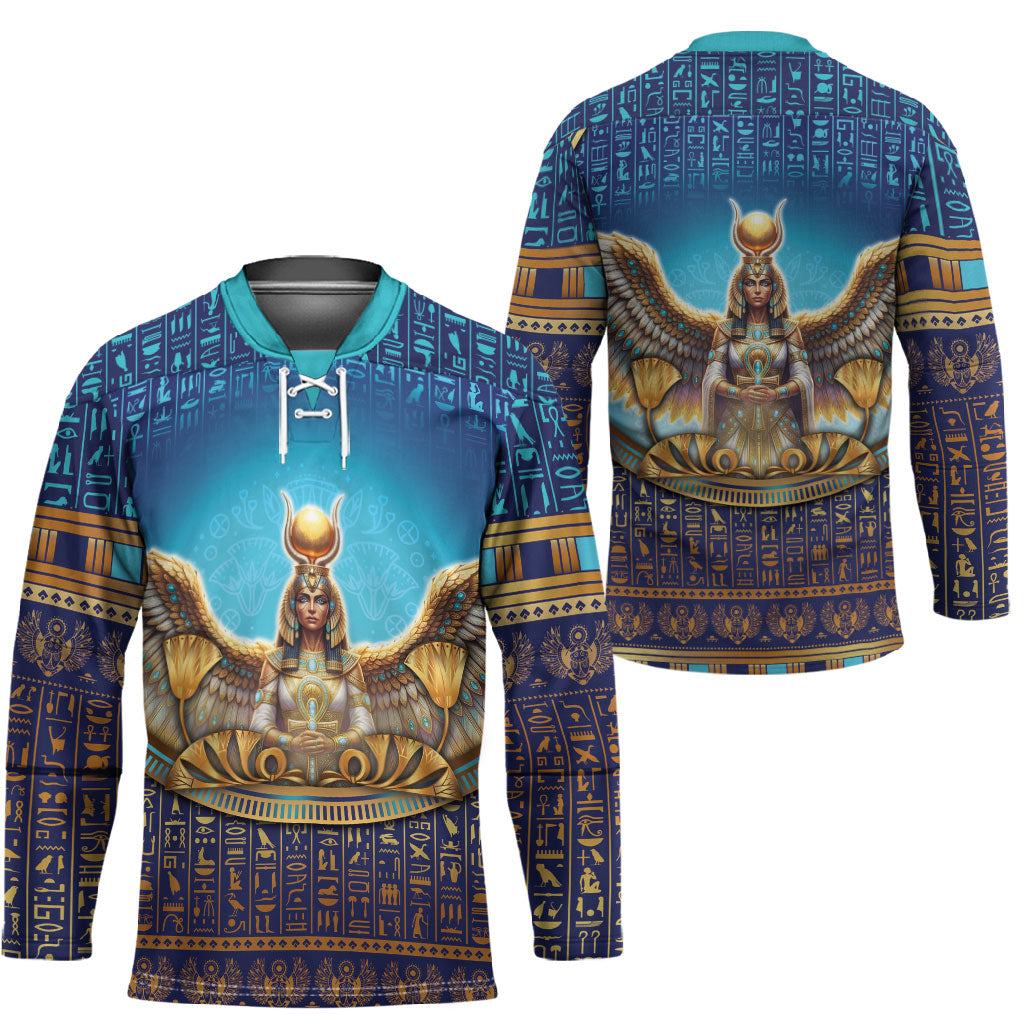 Egyptian Goddess Isis Hockey Jersey Ancient Mythology Winged Queen