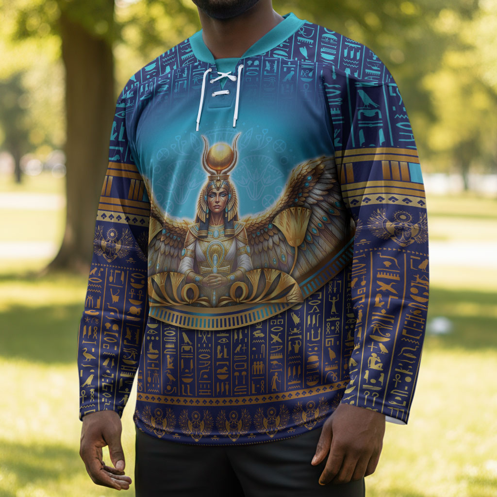 Egyptian Goddess Isis Hockey Jersey Ancient Mythology Winged Queen