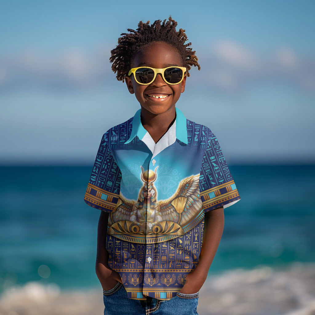 Egyptian Goddess Isis Kid Hawaiian Shirt Ancient Mythology Winged Queen