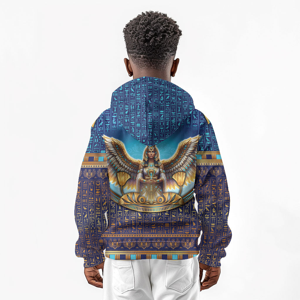 Egyptian Goddess Isis Kid Hoodie Ancient Mythology Winged Queen