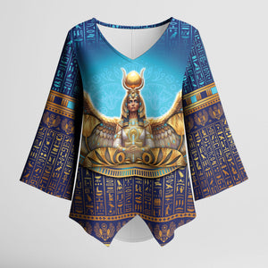 Egyptian Goddess Isis Kimono Sleeve Blouse Ancient Mythology Winged Queen