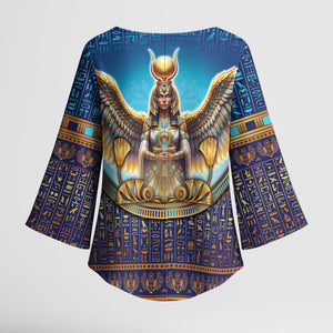 Egyptian Goddess Isis Kimono Sleeve Blouse Ancient Mythology Winged Queen