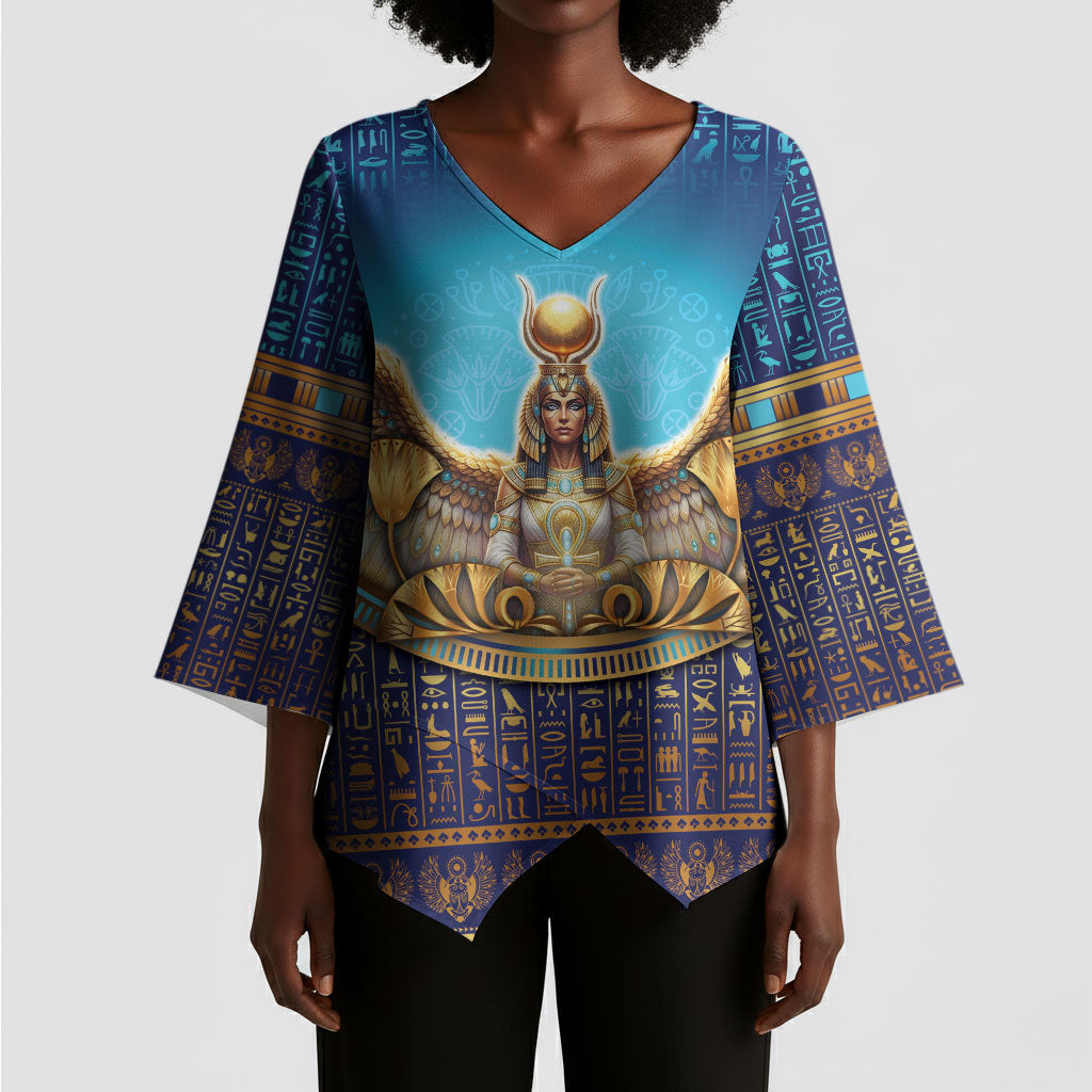 Egyptian Goddess Isis Kimono Sleeve Blouse Ancient Mythology Winged Queen
