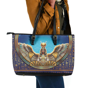 Egyptian Goddess Isis Leather Tote Bag Ancient Mythology Winged Queen