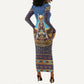 Egyptian Goddess Isis Long Sleeve Bodycon Dress Ancient Mythology Winged Queen