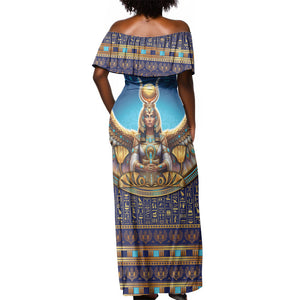 Egyptian Goddess Isis Off Shoulder Maxi Dress Ancient Mythology Winged Queen