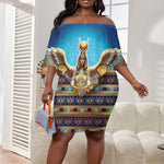 Egyptian Goddess Isis Off Shoulder Short Dress Ancient Mythology Winged Queen