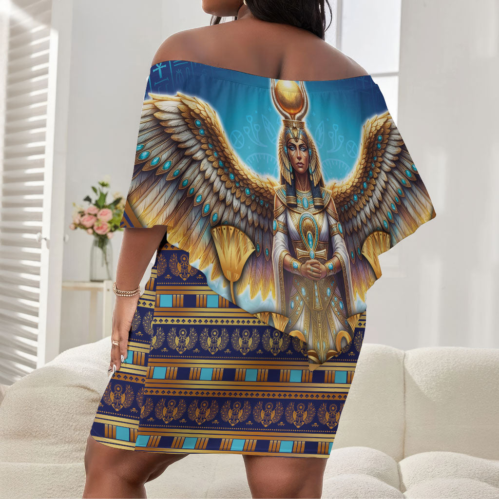 Egyptian Goddess Isis Off Shoulder Short Dress Ancient Mythology Winged Queen