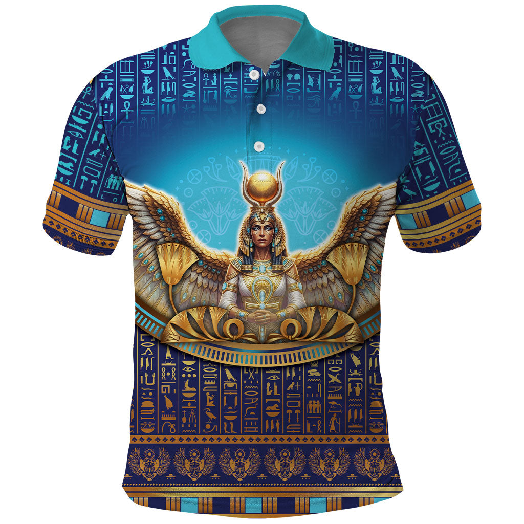 Egyptian Goddess Isis Polo Shirt Ancient Mythology Winged Queen