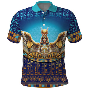 Egyptian Goddess Isis Polo Shirt Ancient Mythology Winged Queen