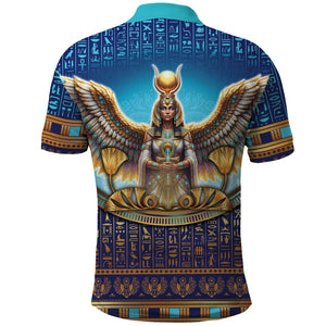 Egyptian Goddess Isis Polo Shirt Ancient Mythology Winged Queen