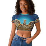 Egyptian Goddess Isis Raglan Cropped T shirt Ancient Mythology Winged Queen