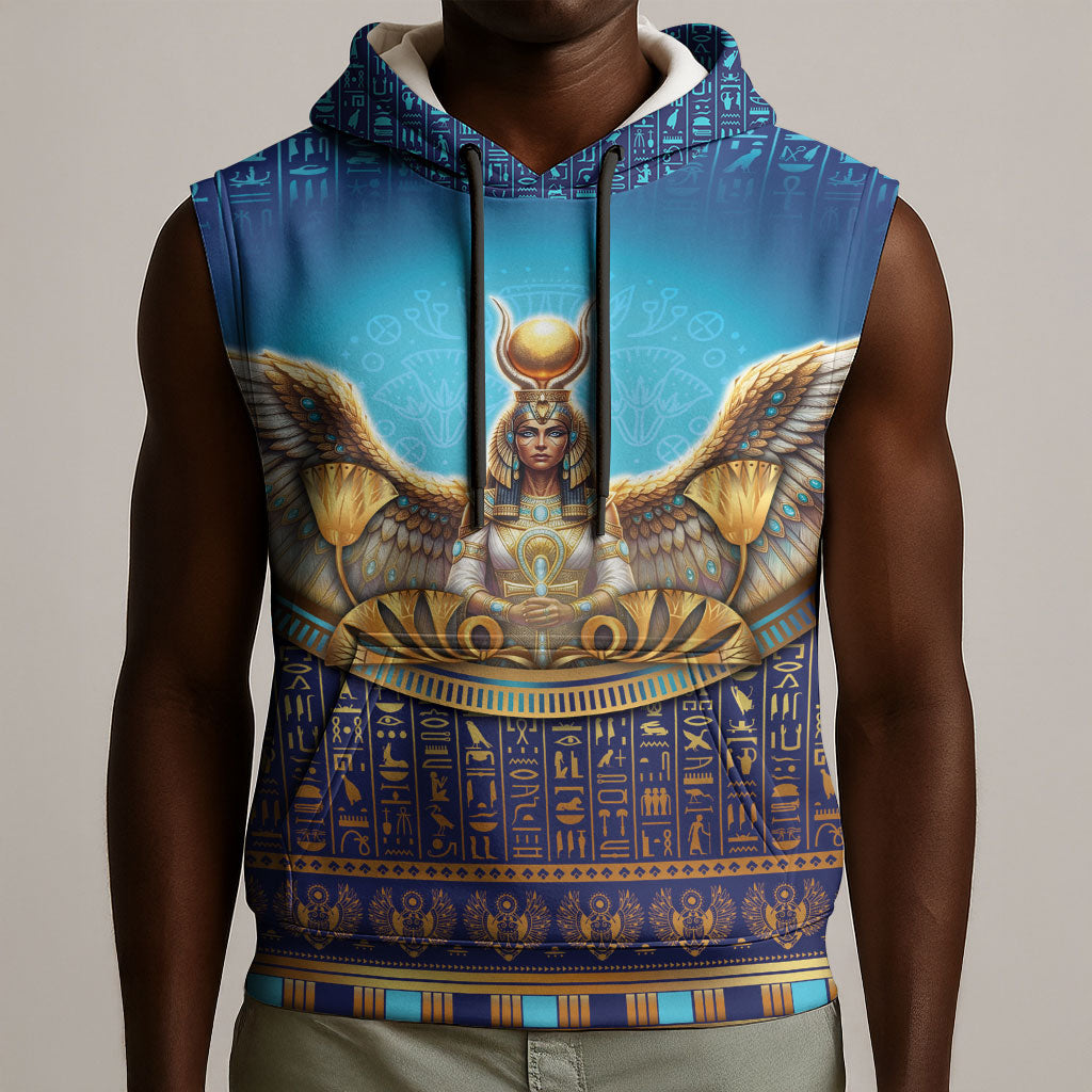 Egyptian Goddess Isis Sleeveless Hoodie Ancient Mythology Winged Queen