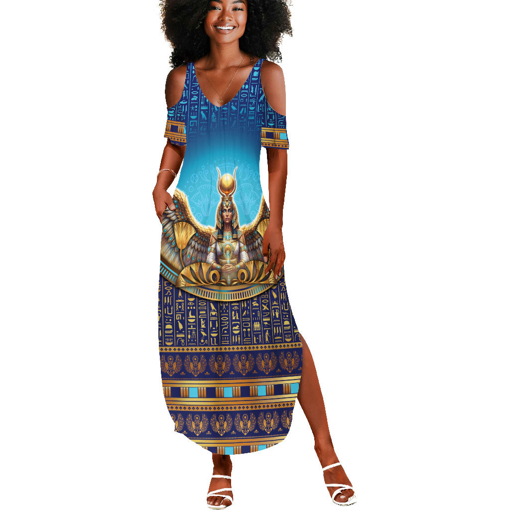 Egyptian Goddess Isis Summer Maxi Dress Ancient Mythology Winged Queen