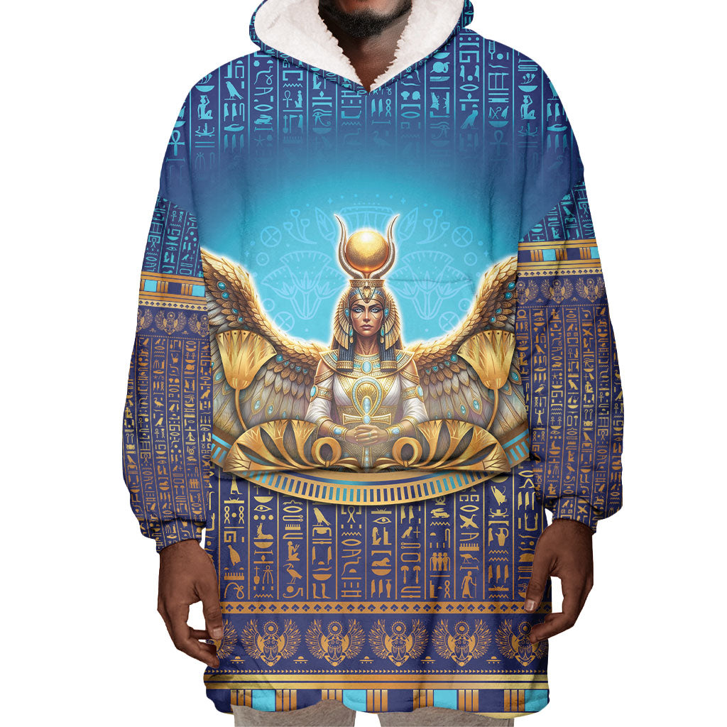 Egyptian Goddess Isis Wearable Blanket Hoodie Ancient Mythology Winged Queen