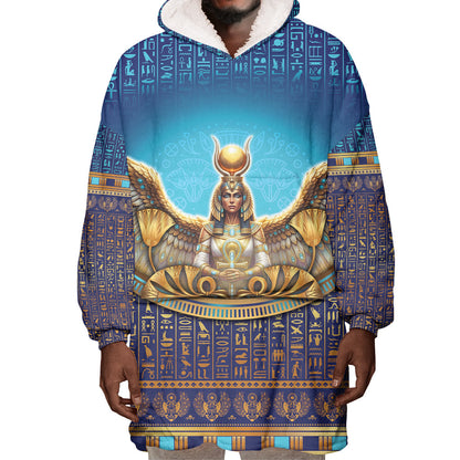 Egyptian Goddess Isis Wearable Blanket Hoodie Ancient Mythology Winged Queen