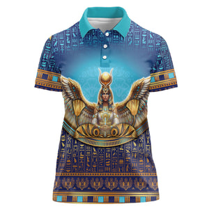 Egyptian Goddess Isis Women Polo Shirt Ancient Mythology Winged Queen