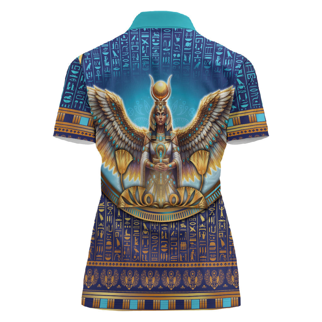 Egyptian Goddess Isis Women Polo Shirt Ancient Mythology Winged Queen