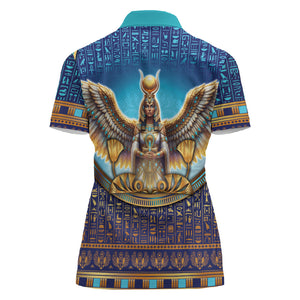 Egyptian Goddess Isis Women Polo Shirt Ancient Mythology Winged Queen