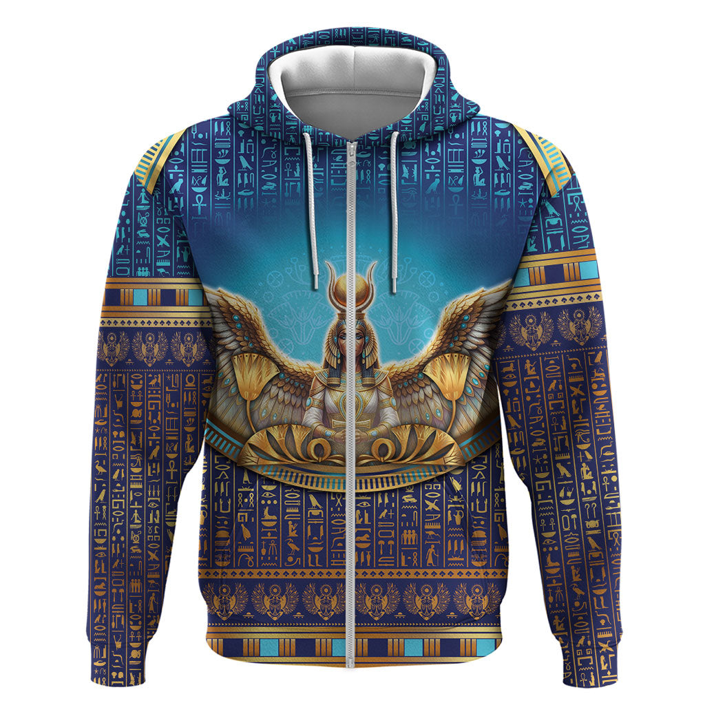 Egyptian Goddess Isis Zip Hoodie Ancient Mythology Winged Queen