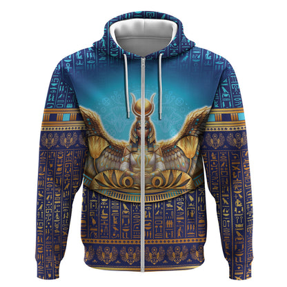 Egyptian Goddess Isis Zip Hoodie Ancient Mythology Winged Queen