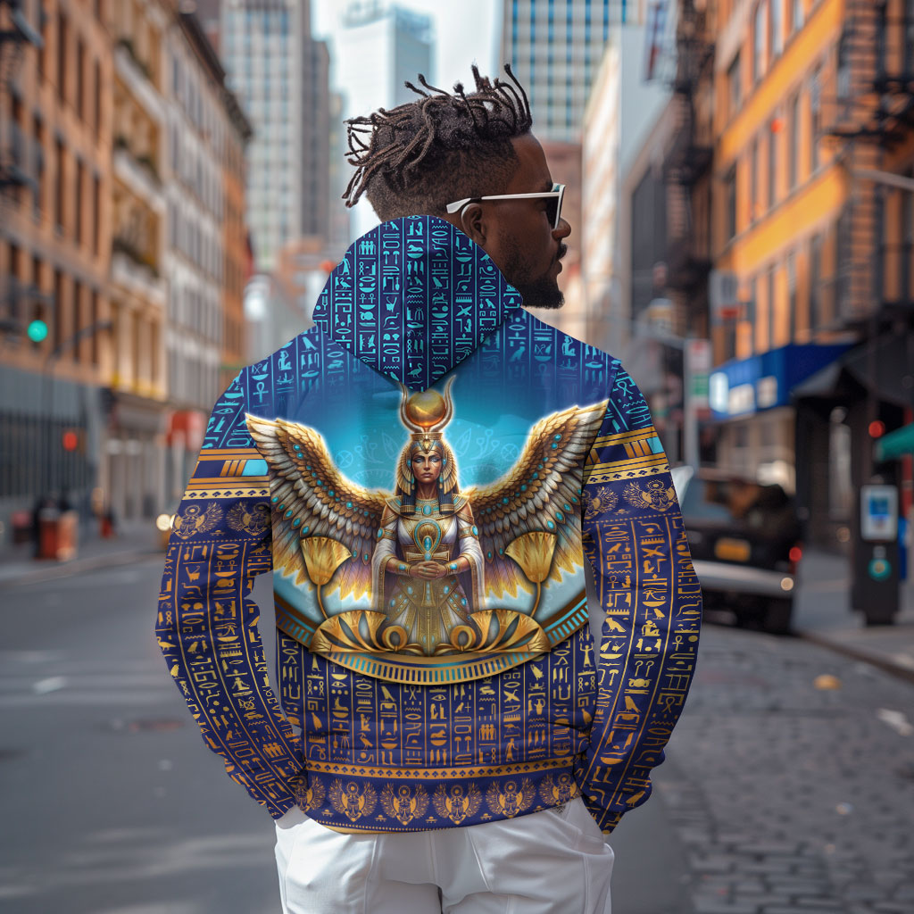 Egyptian Goddess Isis Zip Hoodie Ancient Mythology Winged Queen