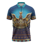 Egyptian Goddess Isis Zipper Polo Shirt Ancient Mythology Winged Queen