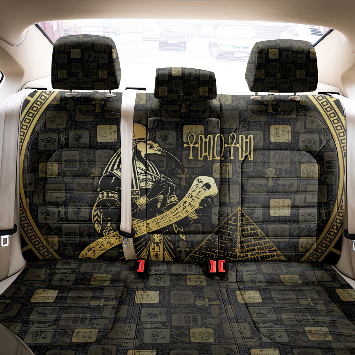 Egyptian God Thoth Back Car Seat Cover Ancient Mythology Ibis Wisdom Hieroglyphic