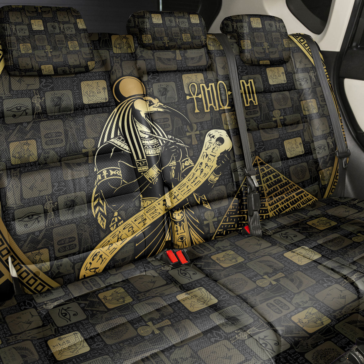 Egyptian God Thoth Back Car Seat Cover Ancient Mythology Ibis Wisdom Hieroglyphic
