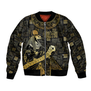 Egyptian God Thoth Bomber Jacket Ancient Mythology Ibis Wisdom Hieroglyphic