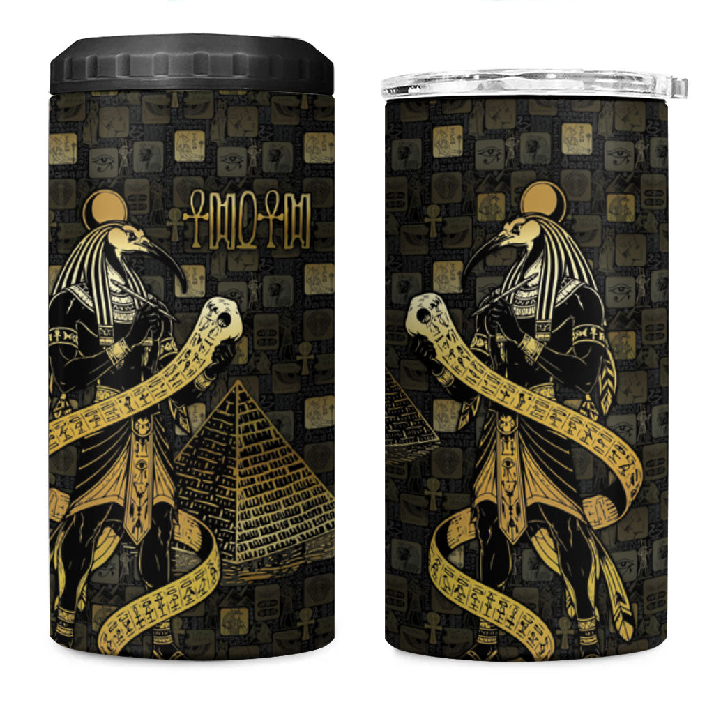 Egyptian God Thoth 4 in 1 Can Cooler Tumbler Ancient Mythology Ibis Wisdom Hieroglyphic