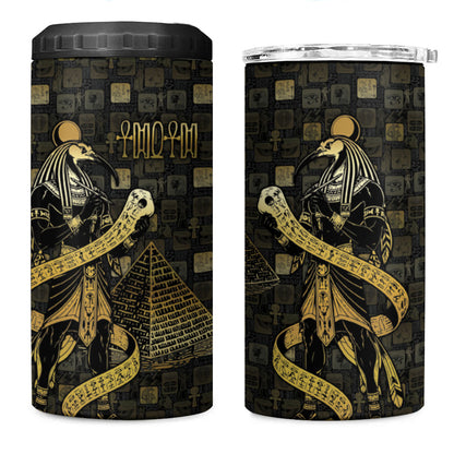 Egyptian God Thoth 4 in 1 Can Cooler Tumbler Ancient Mythology Ibis Wisdom Hieroglyphic
