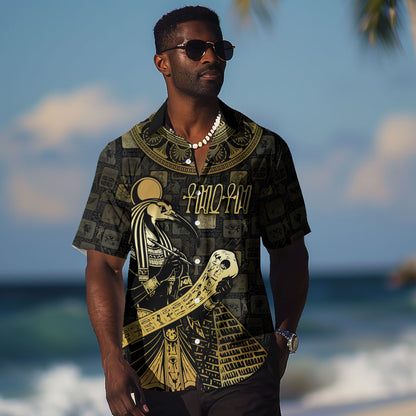 Egyptian God Thoth Hawaiian Shirt Ancient Mythology Ibis Wisdom Hieroglyphic