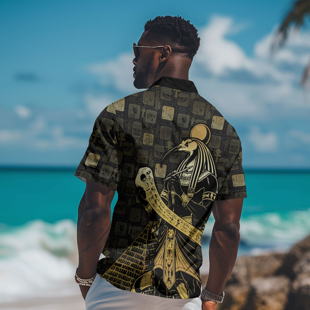Egyptian God Thoth Hawaiian Shirt Ancient Mythology Ibis Wisdom Hieroglyphic