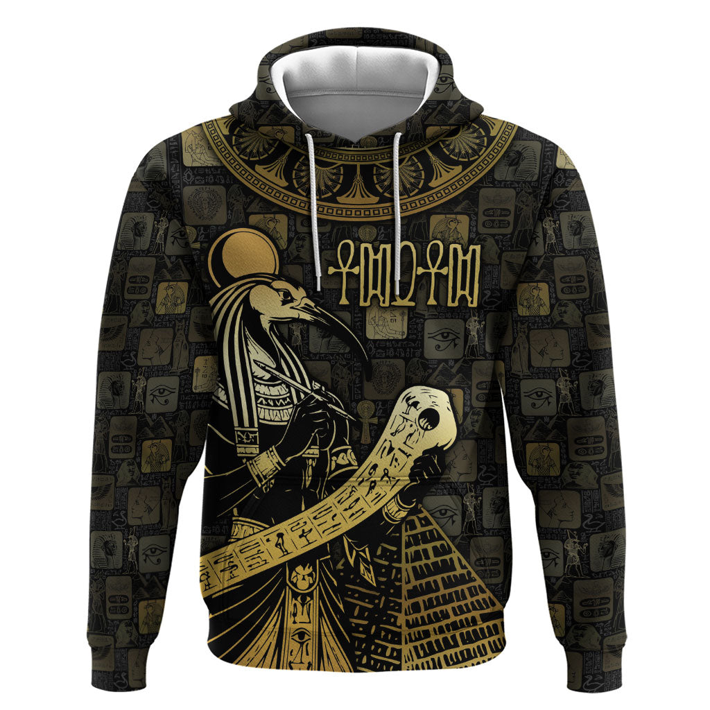 Egyptian God Thoth Hoodie Ancient Mythology Ibis Wisdom Hieroglyphic