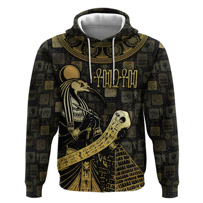 Egyptian God Thoth Hoodie Ancient Mythology Ibis Wisdom Hieroglyphic
