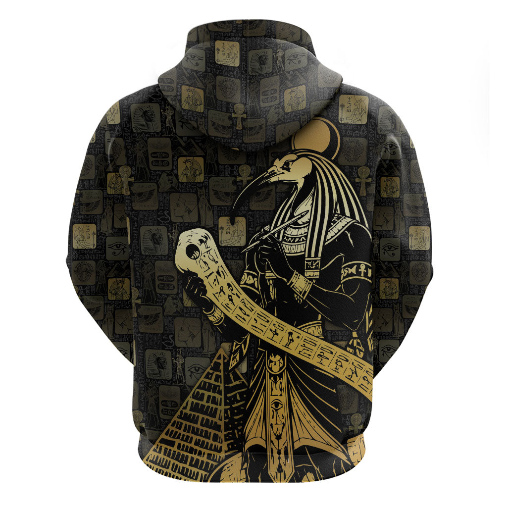 Egyptian God Thoth Hoodie Ancient Mythology Ibis Wisdom Hieroglyphic