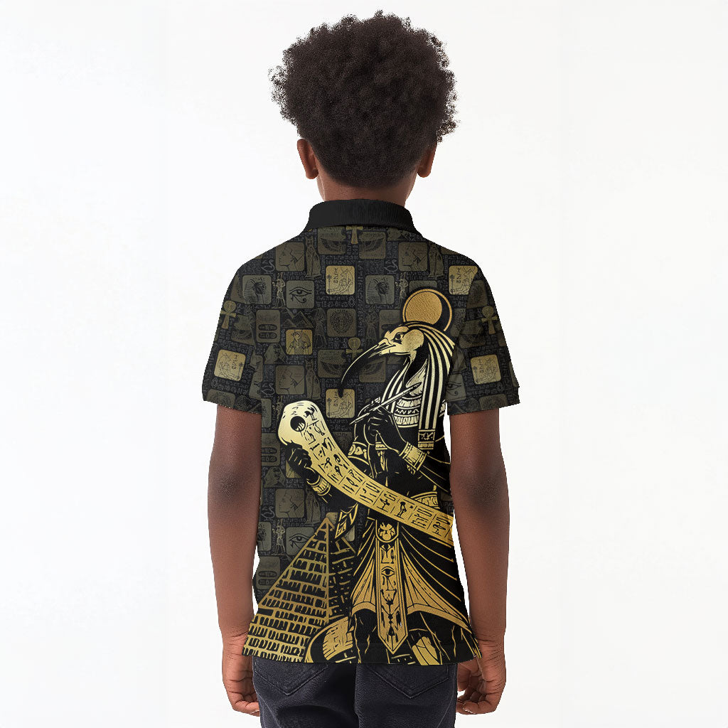 Egyptian God Thoth Kid Polo Shirt Ancient Mythology Ibis Wisdom Hieroglyphic