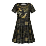 Egyptian God Thoth Kid Short Sleeve Dress Ancient Mythology Ibis Wisdom Hieroglyphic