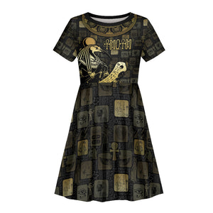 Egyptian God Thoth Kid Short Sleeve Dress Ancient Mythology Ibis Wisdom Hieroglyphic